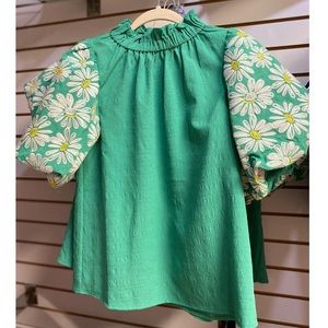 THML embroidered puff-sleeve blouse - NWT, Small